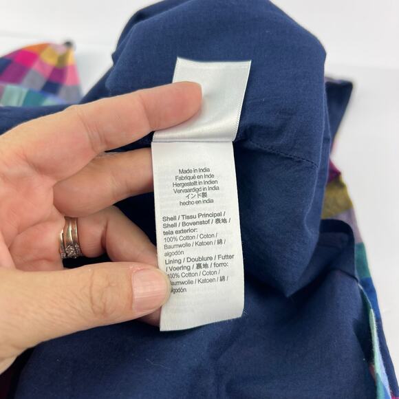 J. Crew Petite 2P Mixed-Plaid Button-Up Fit & Flare Sleeveless Midi Cotton Dress - Picture 10 of 14